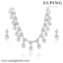 63938 Xuping beautiful luxury jewelry set color rhodium plated bridal jewelry set